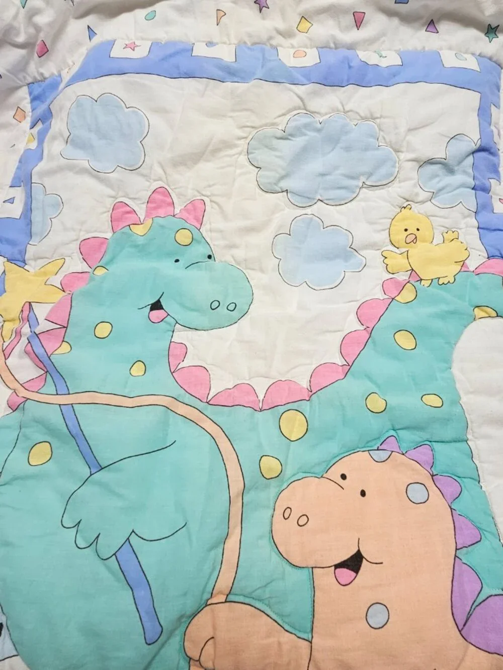 Baby Blanket Lovey Dandee Dan Dee Kathleen Dunne Dinosaur Shapes Castle Made USA